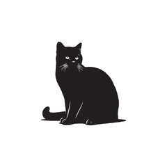 "American Shorthair Vector Silhouette: A Minimalist Representation of the Majestic Domestic Cat, Showcasing Its Elegant Posture, Distinctive Features, and Charming Appeal in Clean Lines."
