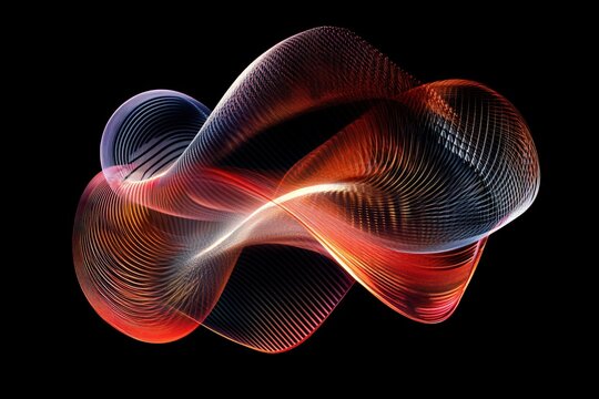 Abstract swirling shapes in vibrant colors against a dark background.