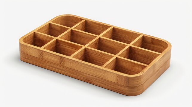 Bamboo desk organizer isolated on transparent background minimalist design logos .