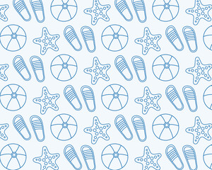 Elements of tourism and travel. Beach vacations. Seamless vector pattern