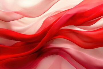 Elegant, flowing fabric with vibrant red and white hues.