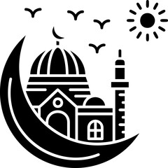 Mosque with Crescent Icon