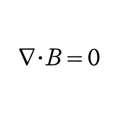 Obraz premium Icon of Gausss law for magnetism, from Maxwells equations, nabla dot B equals zero. Represents no magnetic monopoles and the mathematical beauty of electromagnetism, physics, and science