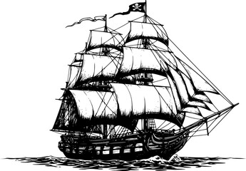pirate ship icon illustration, pirate ship silhouette logo svg vector
