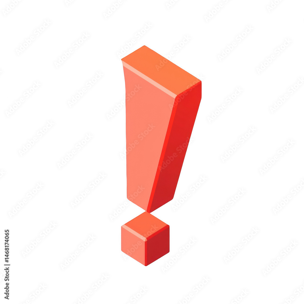 Aufkleber isometric red exclamation mark 3d icon design element graphic art cube on transparent background