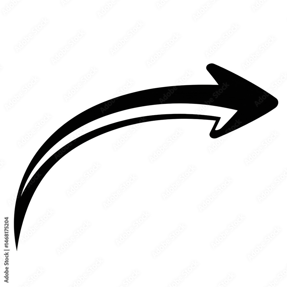 Aufkleber hand drawn black curved arrow graphic design element way art path next on transparent background