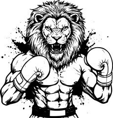 Obraz premium lion wearing boxing gloves 