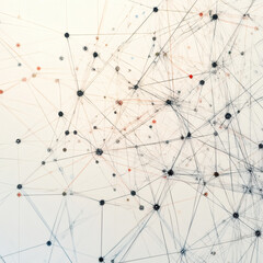 Fototapeta premium Abstract artwork depicting interconnected nodes and lines representing digital networks on white.