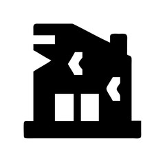 Icon of a damaged building to signify destruction or disrepair