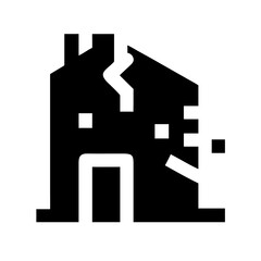 Icon of a damaged building to signify destruction or disrepair
