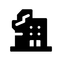 Icon of a damaged building to signify destruction or disrepair
