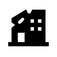 Icon of a damaged building to signify destruction or disrepair