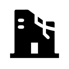 Icon of a damaged building to signify destruction or disrepair