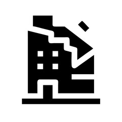 Icon of a damaged building to signify destruction or disrepair