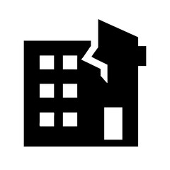 Icon of a damaged building to signify destruction or disrepair