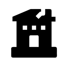 Icon of a damaged building to signify destruction or disrepair