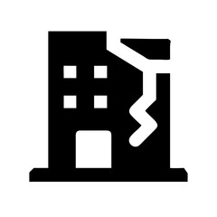 Icon of a damaged building to signify destruction or disrepair