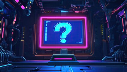 Futuristic technology with a question mark