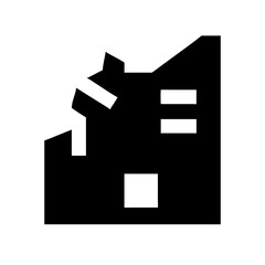 Icon of a damaged building to signify destruction or disrepair