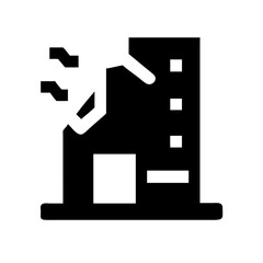 Icon of a damaged building to signify destruction or disrepair