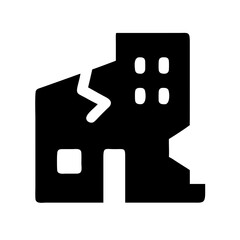 Icon of a damaged building to signify destruction or disrepair