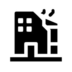 Icon of a damaged building to signify destruction or disrepair