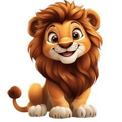 Cartoon lion cub illustration cute animal character design for kids art on transparent background