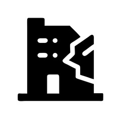 Icon of a damaged building to signify destruction or disrepair