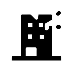 Icon of a damaged building to signify destruction or disrepair