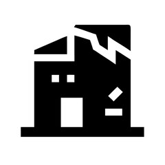 Icon of a damaged building to signify destruction or disrepair