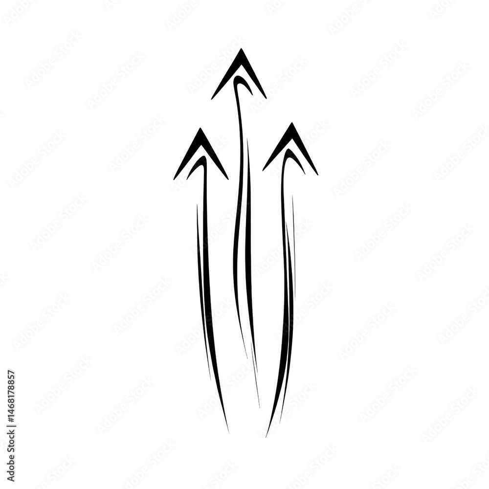 Aufkleber abstract triple arrow graphic design element for upward movement art three on transparent background