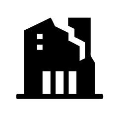 Icon of a damaged building to signify destruction or disrepair