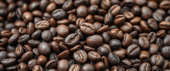 Fototapeta premium pile of coffee beans that are brown