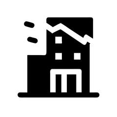 Icon of a damaged building to signify destruction or disrepair