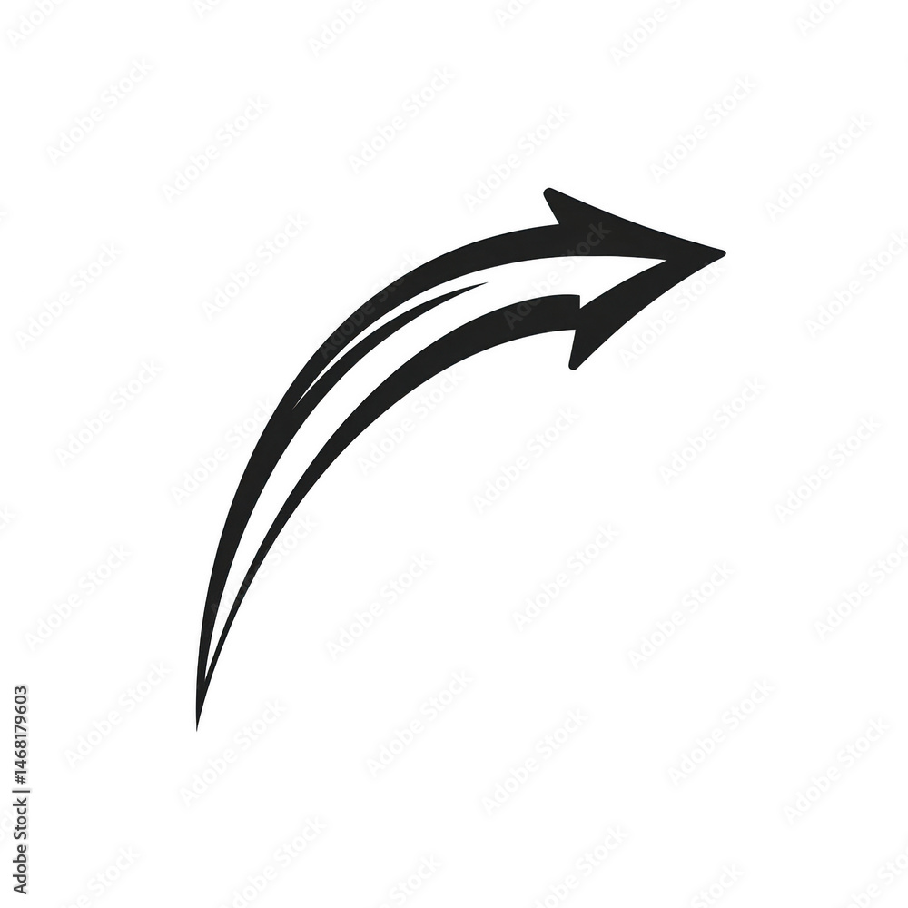 Aufkleber hand drawn curved arrow graphic design element for website icon next dark on transparent background
