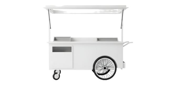 White Vendor Cart Isolated on Transparent Background