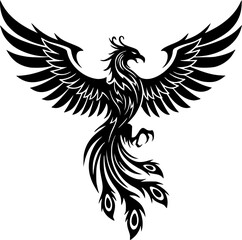 Obraz premium phoenix bird icon illustration, phoenix bird silhouette logo svg vector 