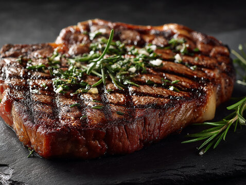 steak grill&eacute; en gros plan - IA Generated