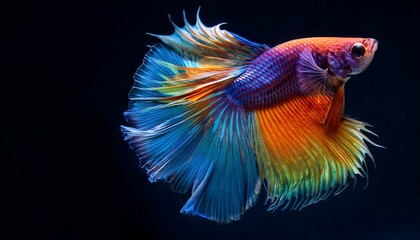 Fototapeta premium colorful fish swimming in dark water