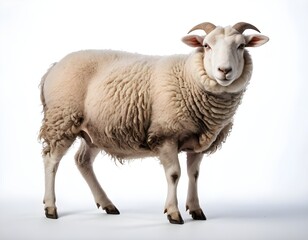 Obraz premium Mature Ram Isolated on White Background