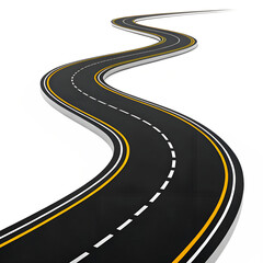 Winding Road Perspective Isolated On Transparent Background Travel And Future Concepts Illustration