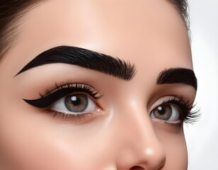 Fototapeta premium Close-up of Woman's Eye with Defined Eyebrows and Eyeliner