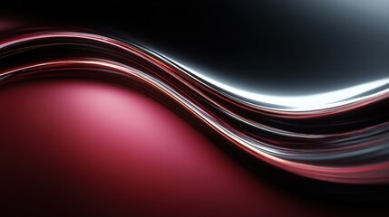 Abstract wavy lines in red and black with a touch of white light, creating a modern visual effect.
