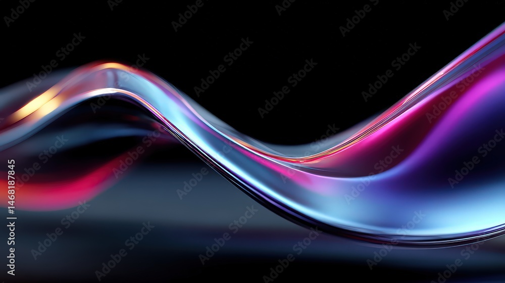 Poster colorful abstract wave patterns on a dark background create a dynamic visual effect.