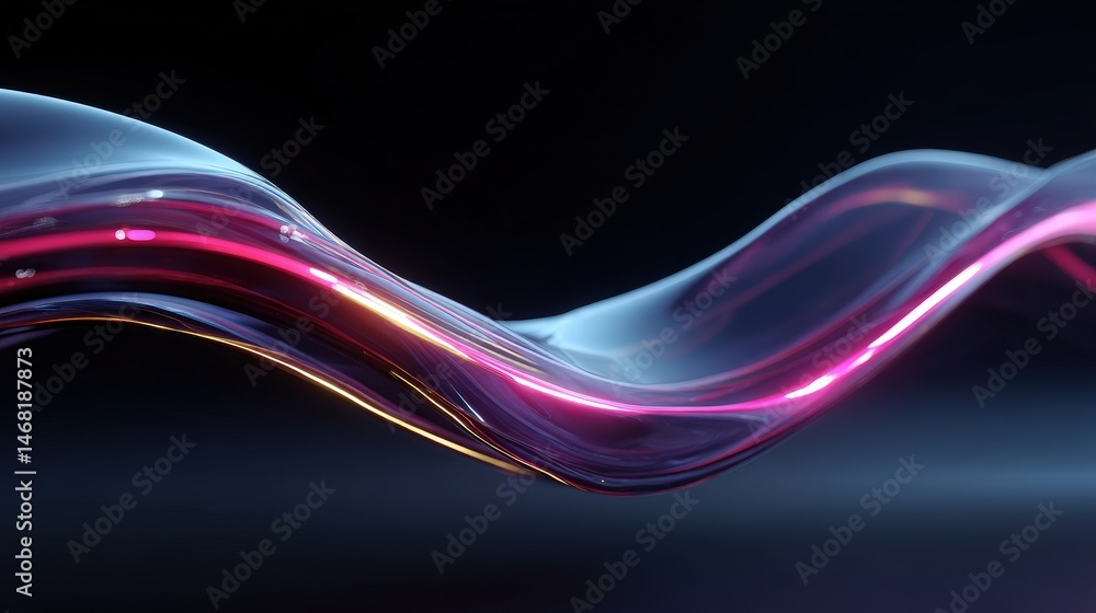 Aufkleber flowing abstract design with vibrant colors and smooth curves on a dark background.