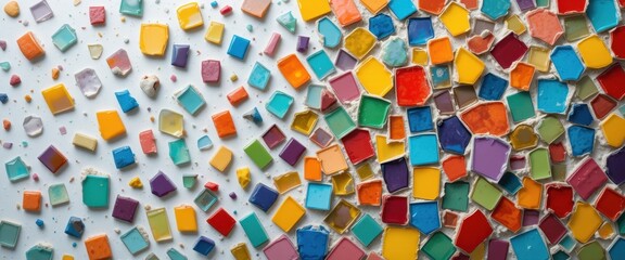 Vibrant Colorful Mosaic Tile Art A Playful Explosion of Broken Tile Pieces