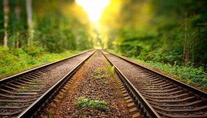 railway in the forest blurred bokeh