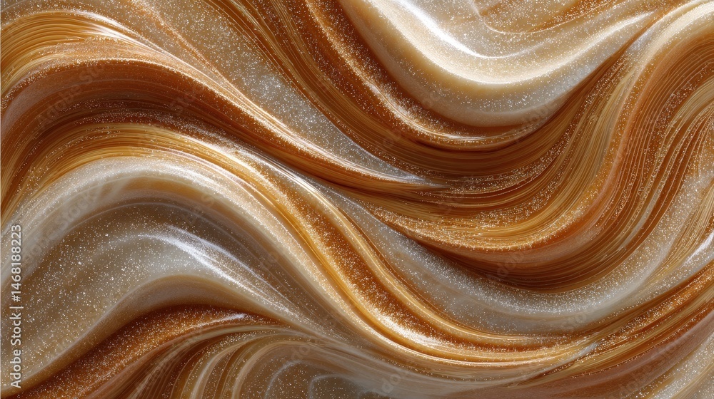 Poster abstract waves in shades of brown and cream create a textured, flowing pattern.