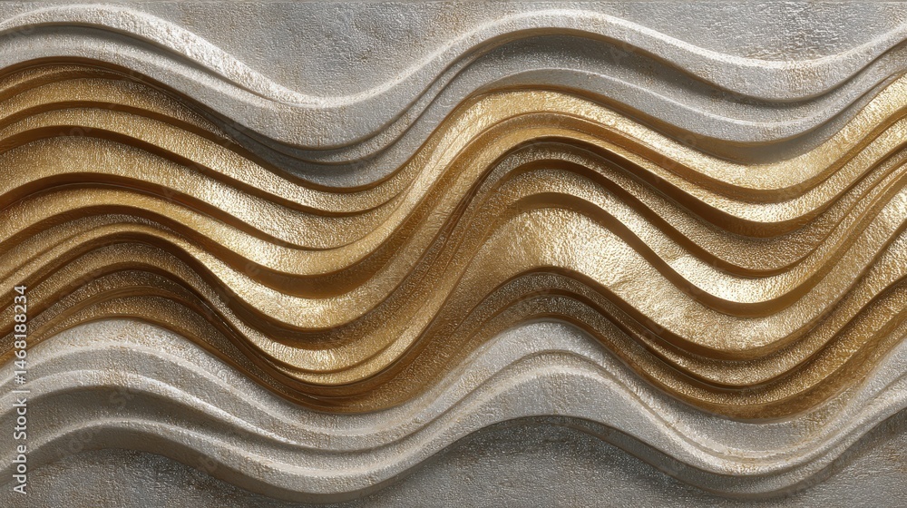 Poster textured waves in neutral tones create a dynamic visual flow in this abstract design.