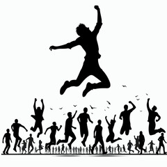 silhouette vector illustration of a jumping person